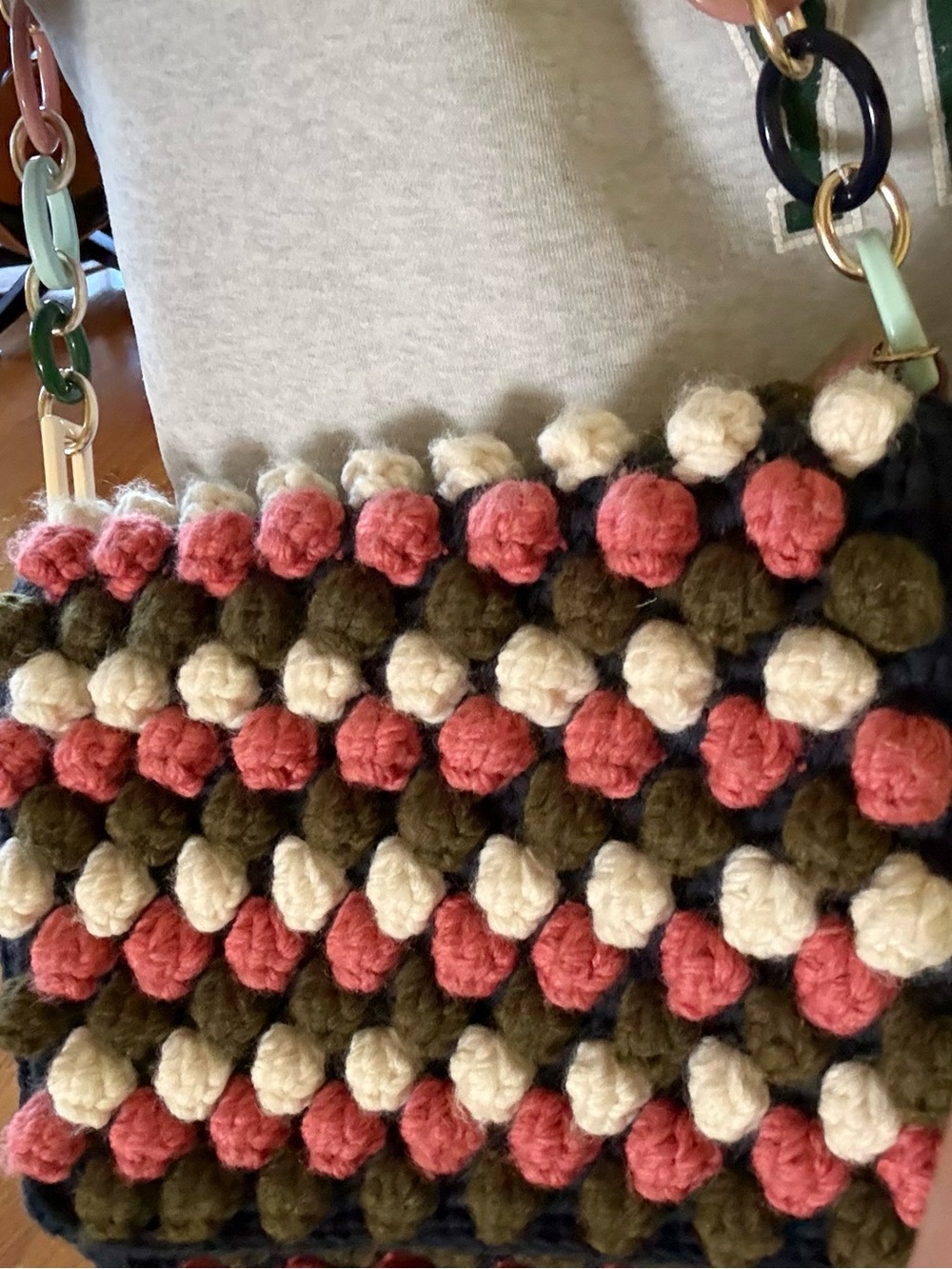 Missoni Navy Crochet Crossbody with Pink, White & Olive Bobbles - Picture 2 of 6